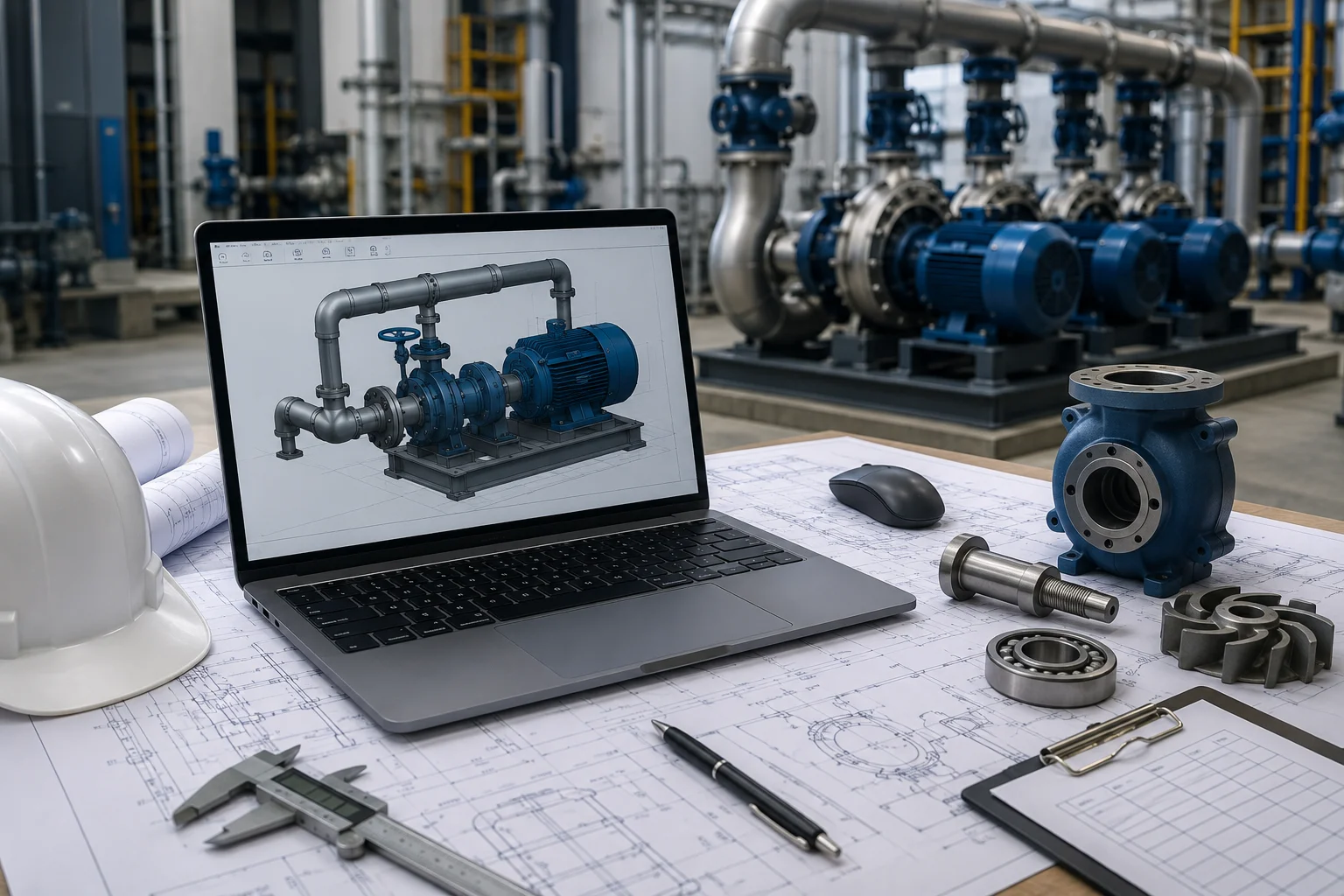 projeto de bombeamento industrial